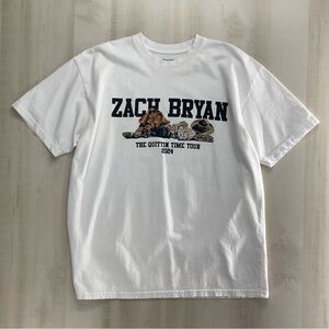 ZACH BRYAN 2024 quittin time tour concert T-shirt tee short sleeve white cowboy